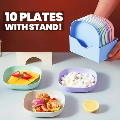 10Pcs Multi-functional Plastic Dish Set